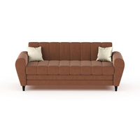 Bali 3 Seater Fabric Sofa with 2 Cushions | Wooden Fabric Sofa