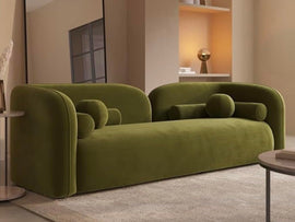 Florence Curved 3 Seater Sofa – Modern Velvet Fabric Designer Couch with Premium Cushions