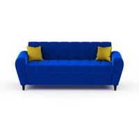 Bali 3 Seater Fabric Sofa with 2 Cushions | Wooden Fabric Sofa