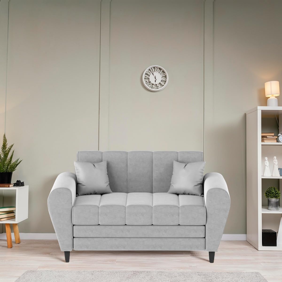 Bali 3 Seater Fabric Sofa with 2 Cushions | Wooden Fabric Sofa