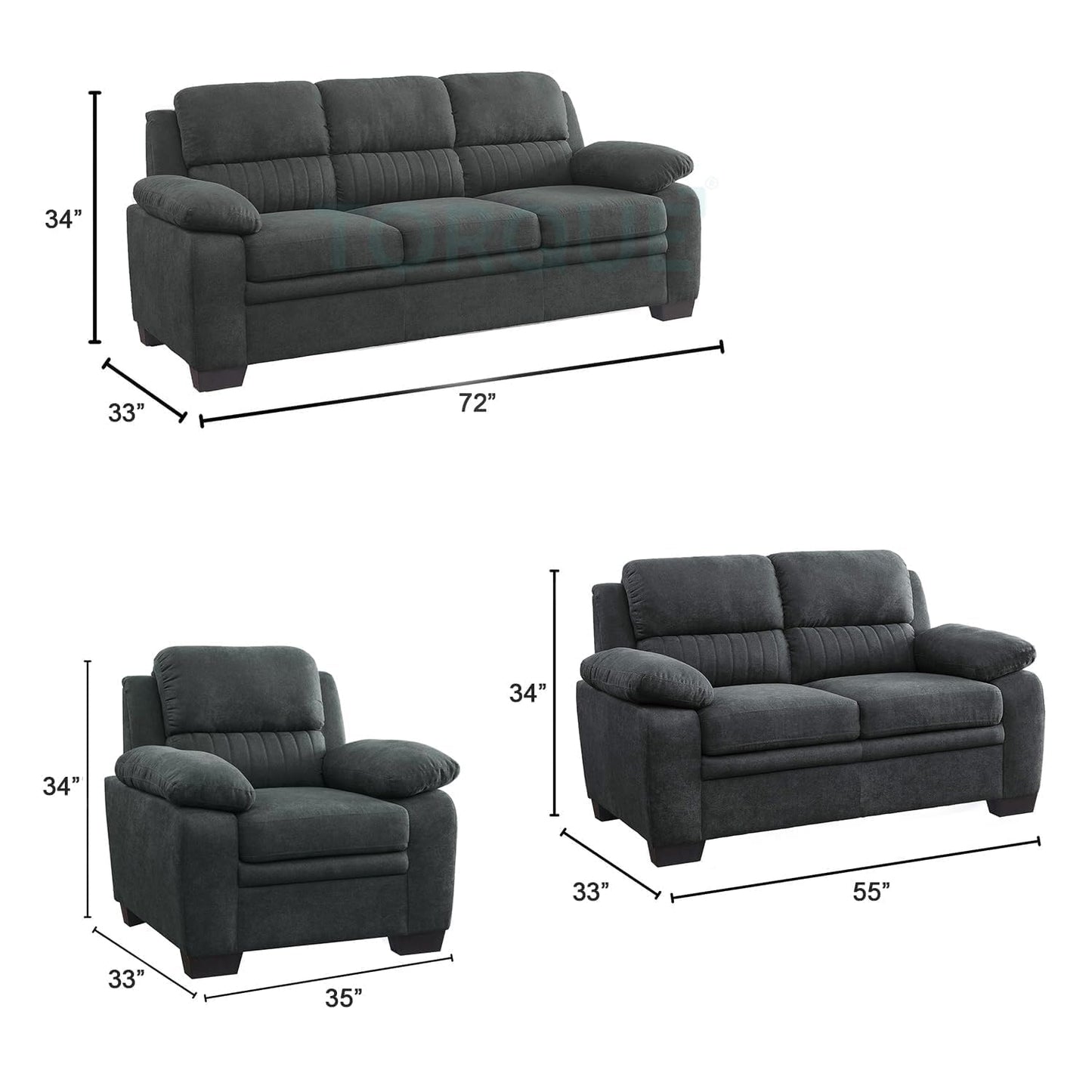 Jett Premium Fabric Sofa Set with Solid Wood Frame – Modern Luxury Living Room Sofa