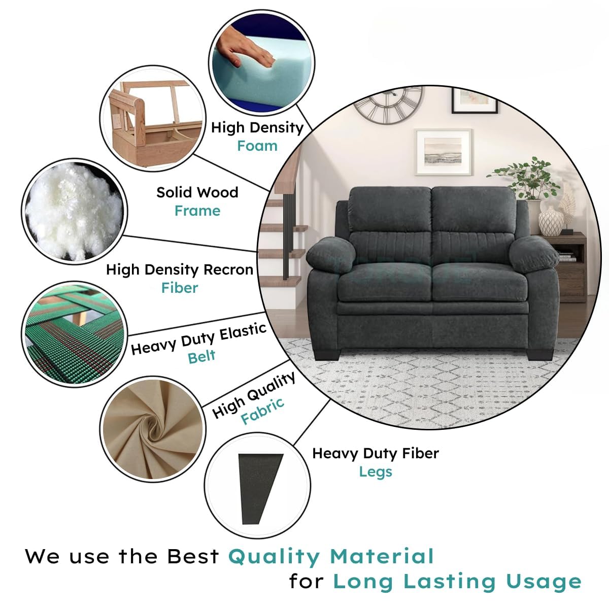 Jett Premium Fabric Sofa Set with Solid Wood Frame – Modern Luxury Living Room Sofa