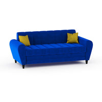 Bali 3 Seater Fabric Sofa with 2 Cushions | Wooden Fabric Sofa