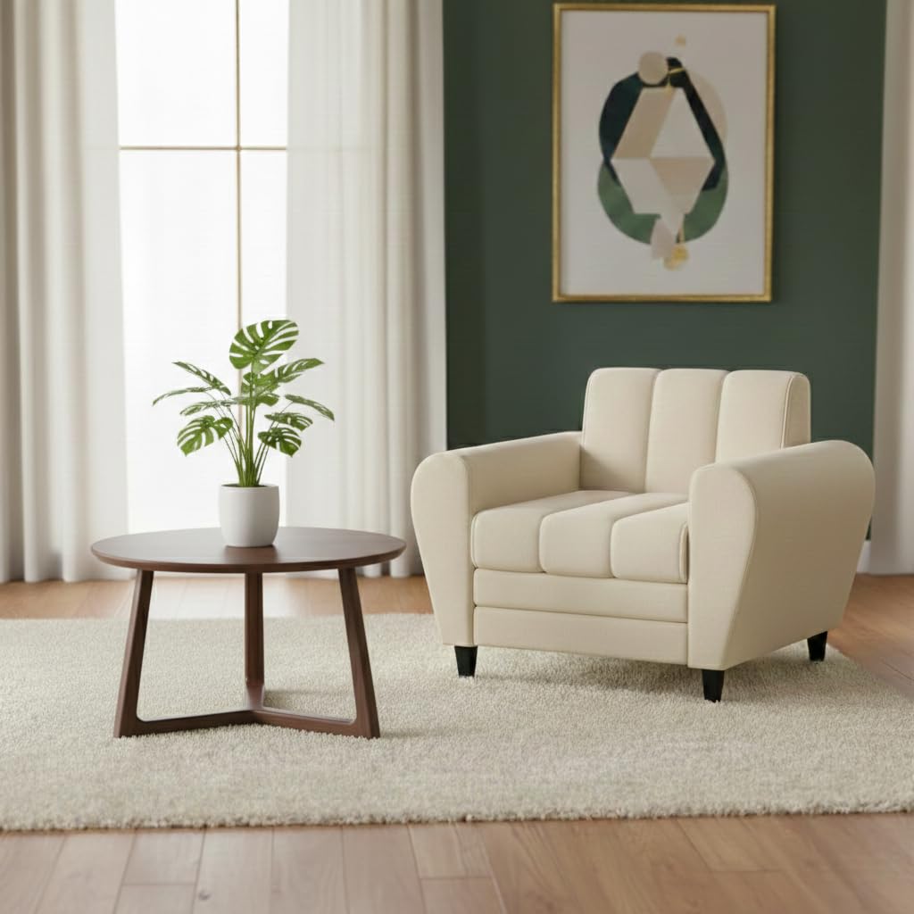 Bali 3 Seater Fabric Sofa with 2 Cushions | Wooden Fabric Sofa
