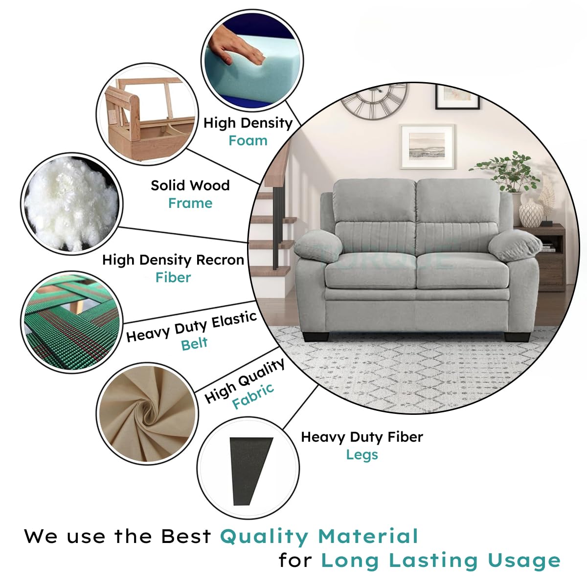 Jett Premium Fabric Sofa Set with Solid Wood Frame – Modern Luxury Living Room Sofa
