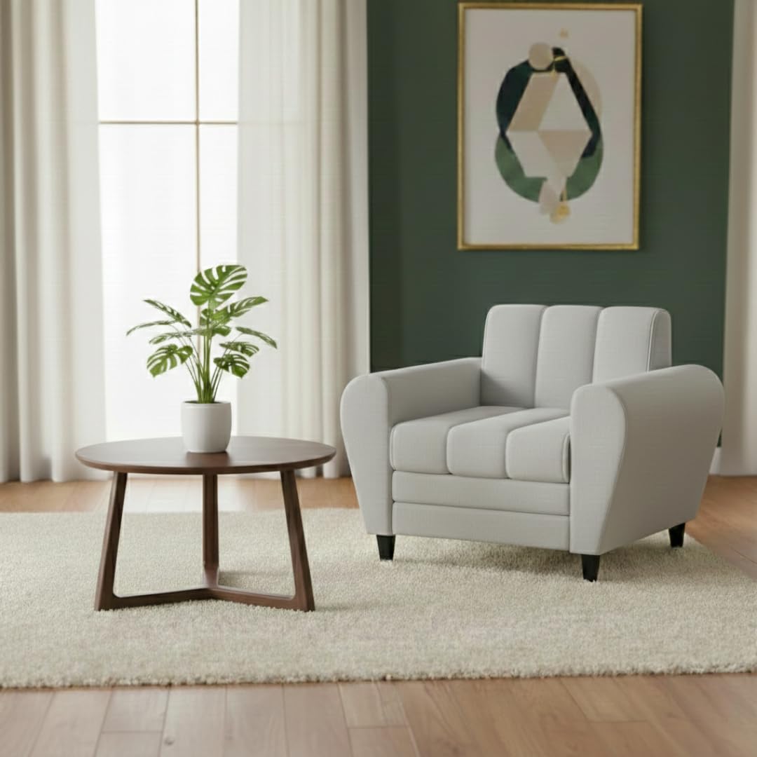 Bali 3 Seater Fabric Sofa with 2 Cushions | Wooden Fabric Sofa
