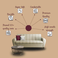 Bali 3 Seater Fabric Sofa with 2 Cushions | Wooden Fabric Sofa