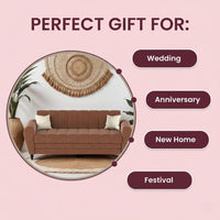 Bali 3 Seater Fabric Sofa with 2 Cushions | Wooden Fabric Sofa