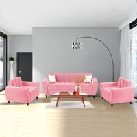 Bali 3 Seater Fabric Sofa with 2 Cushions | Wooden Fabric Sofa