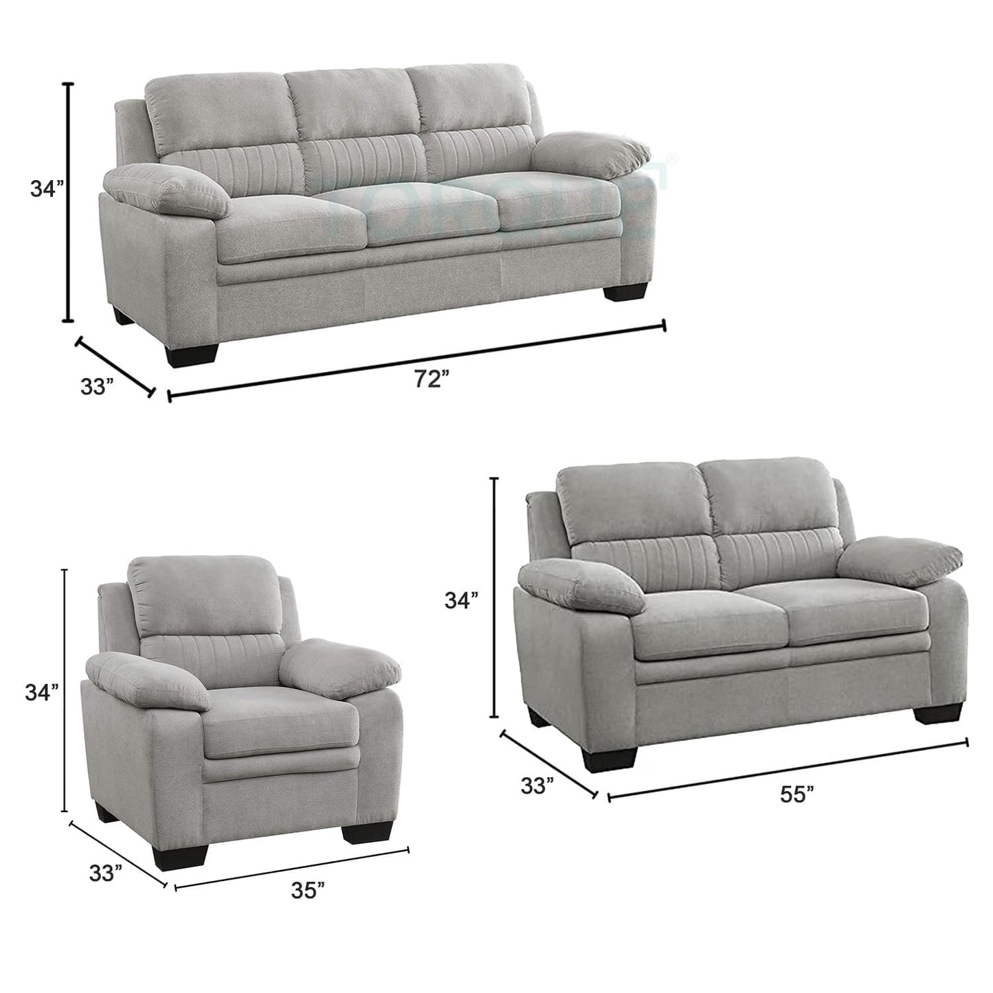 Jett Premium Fabric Sofa Set with Solid Wood Frame – Modern Luxury Living Room Sofa