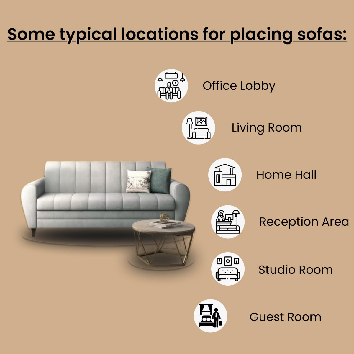 Bali 3 Seater Fabric Sofa with 2 Cushions | Wooden Fabric Sofa