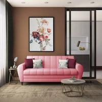 Bali 3 Seater Fabric Sofa with 2 Cushions | Wooden Fabric Sofa