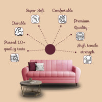 Bali 3 Seater Fabric Sofa with 2 Cushions | Wooden Fabric Sofa