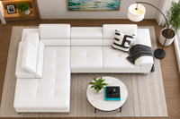 Crasio 5 Seater L Shape Leatherette Sofa for Living Room | Modern Corner Sectional Sofa with Chaise Lounge