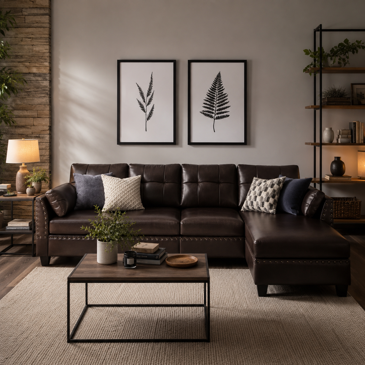Elora Modular 5 Seater Leatherette Sofa for Living Room | Modern L Shape Leather Sofa with Chaise Lounge