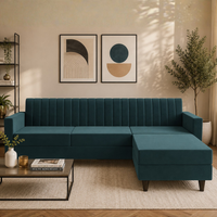 Sovana 4 Seater L-Shape Sofa with Ottoman – Modern Fabric Sectional for Living Room