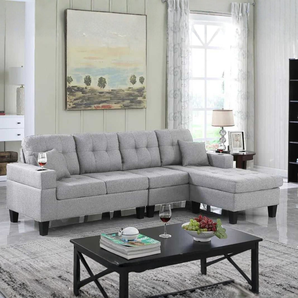 Madelyn 6 Seater Interchangeable L Shape Fabric Sofa For Living Room | Bedroom | Office