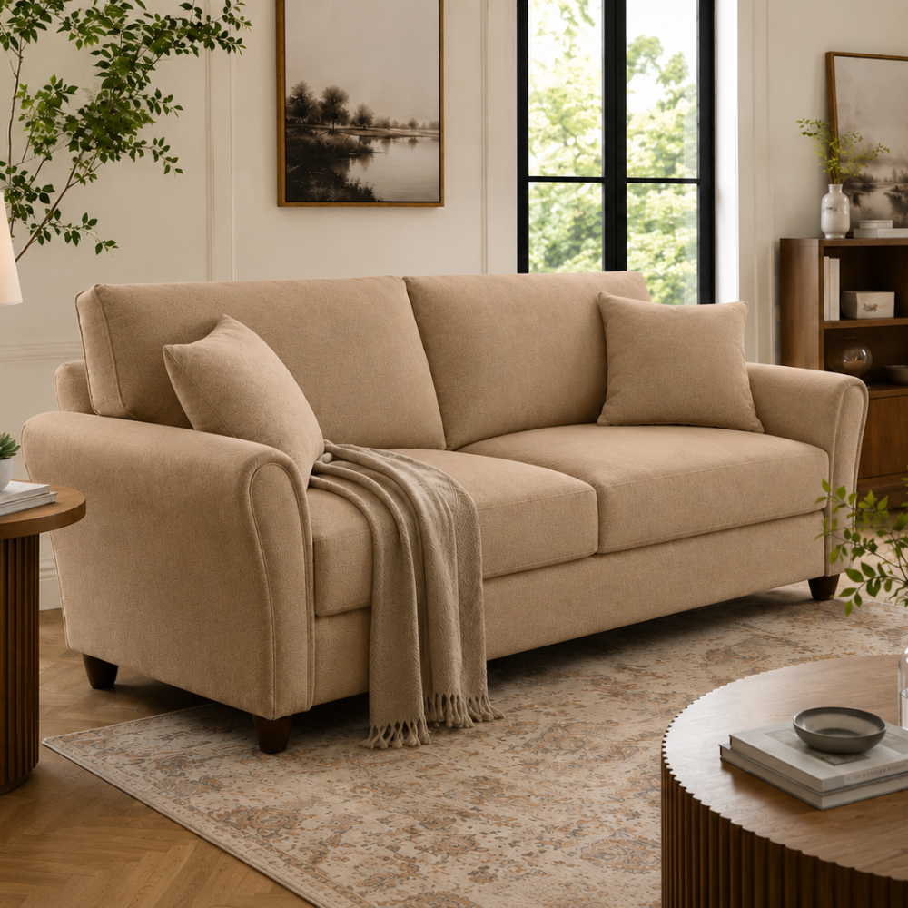 Penny 3 Seater Fabric Sofa – Modern Wooden Frame Living Room Couch