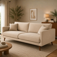 Celestio Modern 3 Seater Fabric Sofa for Living Room – Minimal Contemporary Couch in Beige