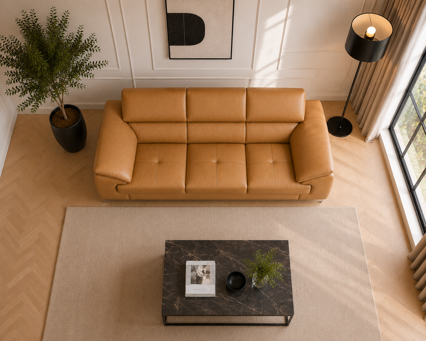 Renzo Leatherette Sofa For Living Room