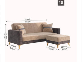 Patro 4 Seater L Shape Fabric Sofa | Modern Living Room Sofa