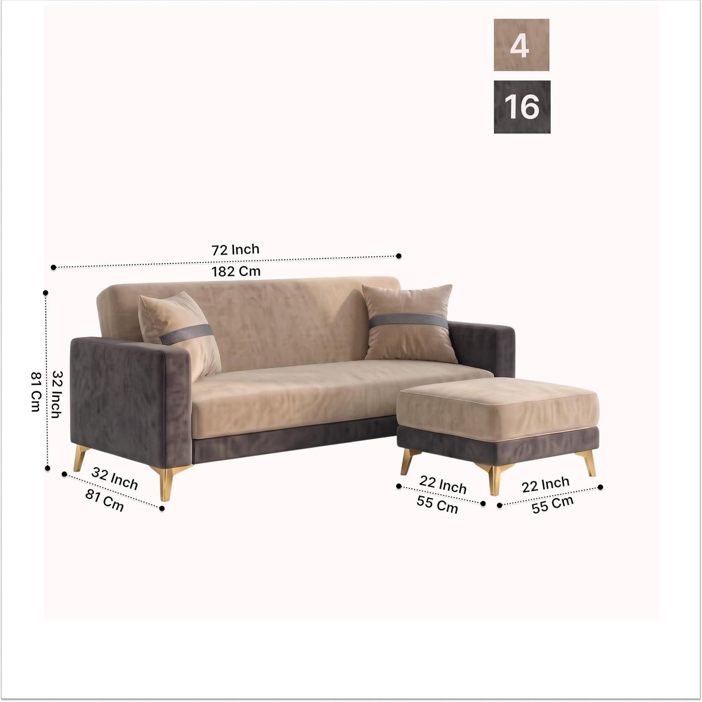Patro 4 Seater L Shape Fabric Sofa | Modern Living Room Sofa