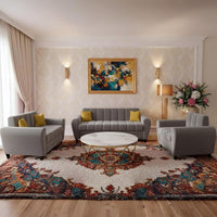 Bali 3 Seater Fabric Sofa with 2 Cushions | Wooden Fabric Sofa