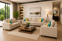 Carelino 3+2+1 Seater Fabric Sofa Set for Living Room | Modern Upholstered Sofa Set