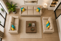 Carelino 3+2+1 Seater Fabric Sofa Set for Living Room | Modern Upholstered Sofa Set