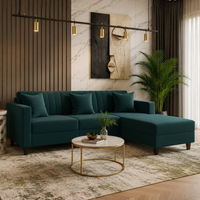 Sovana 4 Seater L-Shape Sofa with Ottoman – Modern Fabric Sectional for Living Room