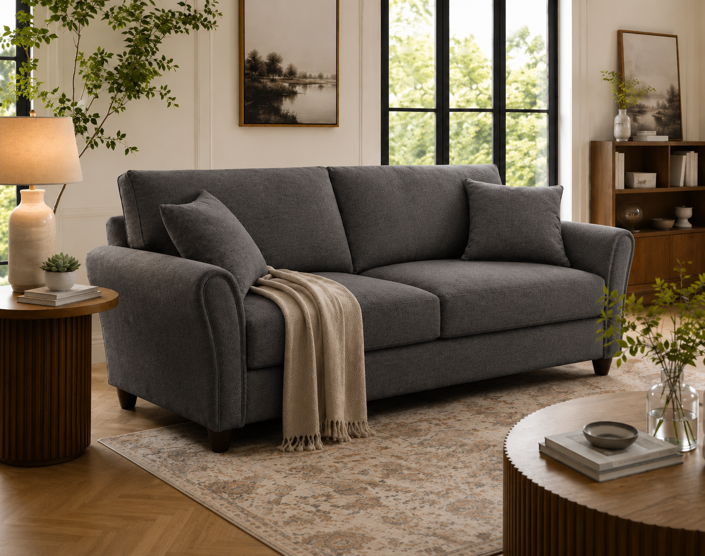 Penny 3 Seater Fabric Sofa – Modern Wooden Frame Living Room Couch