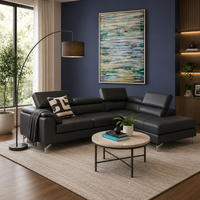 Crasio 5 Seater L Shape Leatherette Sofa for Living Room | Modern Corner Sectional Sofa with Chaise Lounge