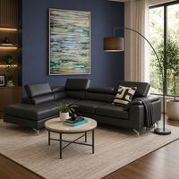 Crasio 5 Seater L Shape Leatherette Sofa for Living Room | Modern Corner Sectional Sofa with Chaise Lounge