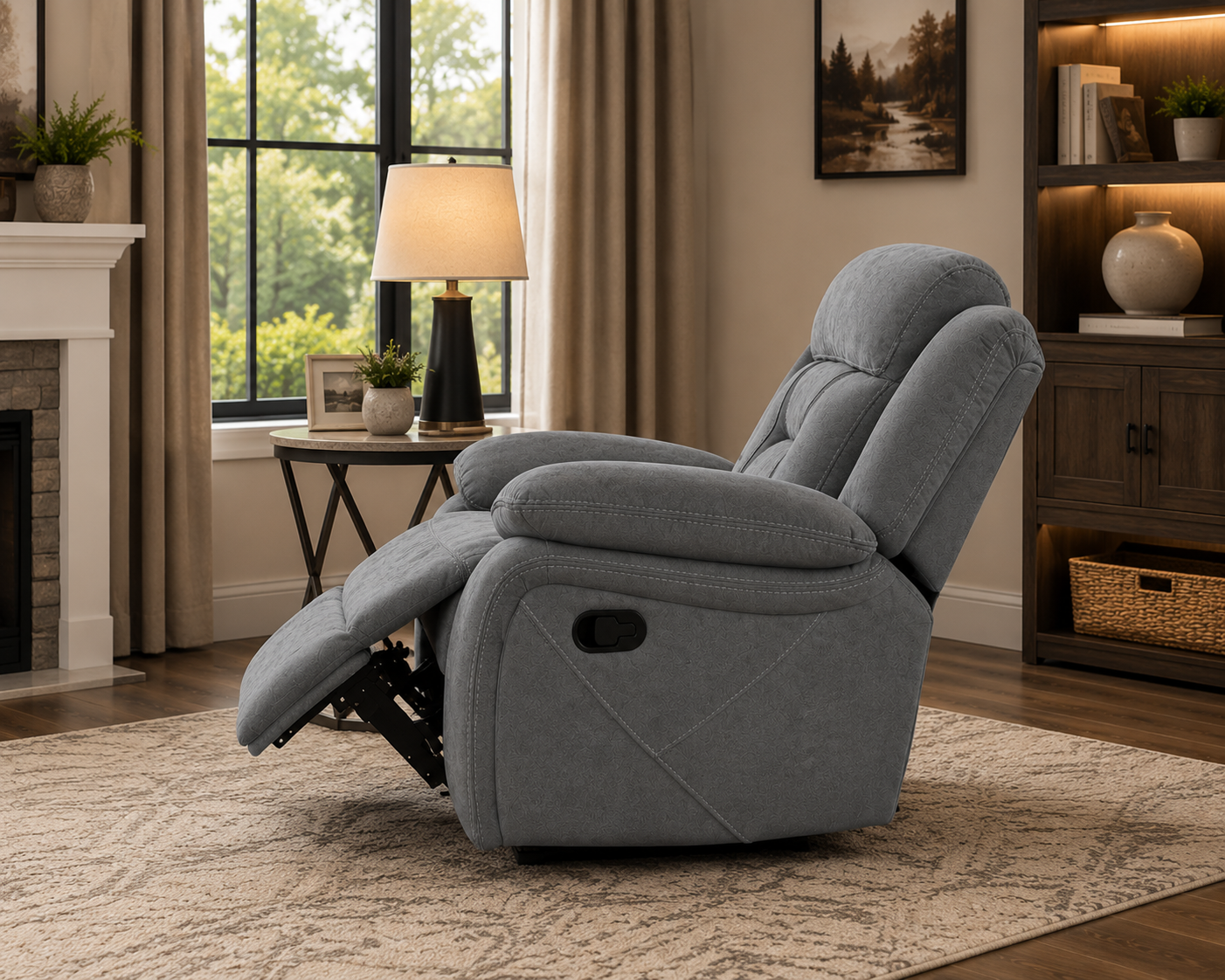 Pawel Manual Suede Leatherette Recliner