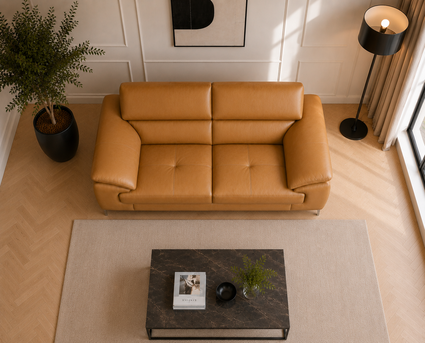 Renzo Leatherette Sofa For Living Room