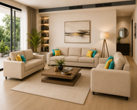 Carelino 3+2+1 Seater Fabric Sofa Set for Living Room | Modern Upholstered Sofa Set