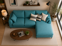 Flora 4 Seater L Shape Fabric Sofa For Living Room