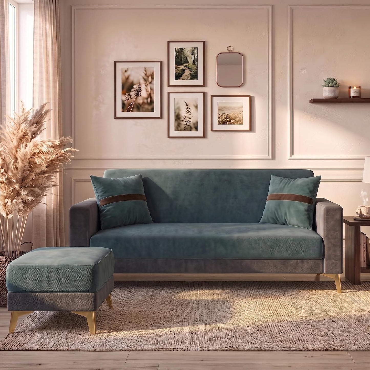 Patro 4 Seater L Shape Fabric Sofa | Modern Living Room Sofa