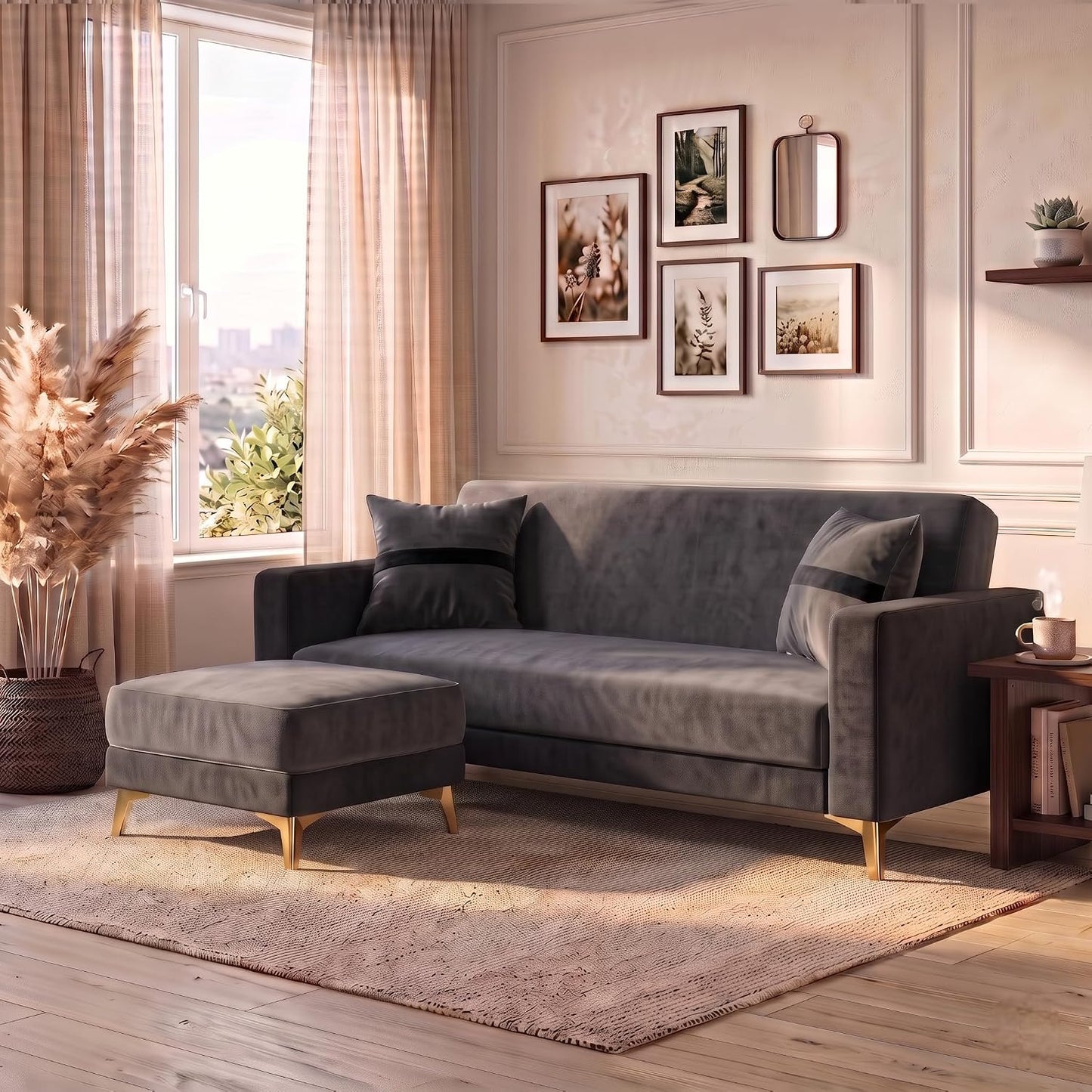 Patro 4 Seater L Shape Fabric Sofa | Modern Living Room Sofa