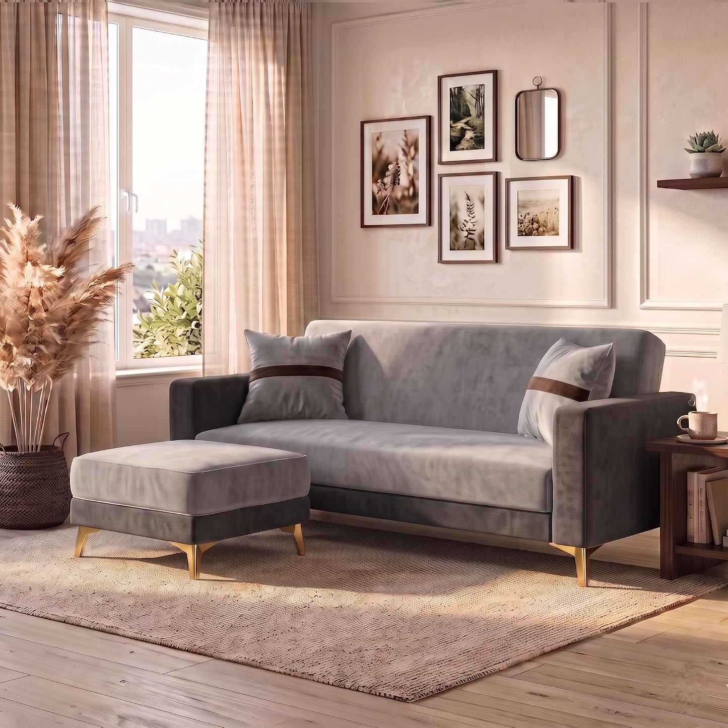 Patro 4 Seater L Shape Fabric Sofa | Modern Living Room Sofa