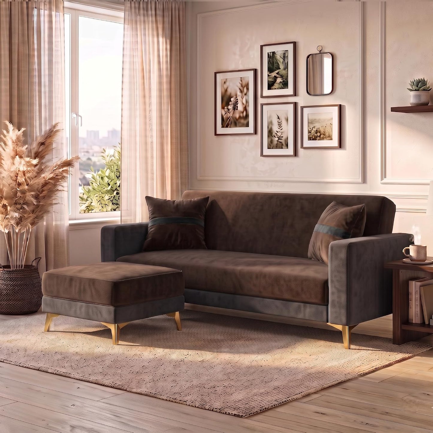 Patro 4 Seater L Shape Fabric Sofa | Modern Living Room Sofa
