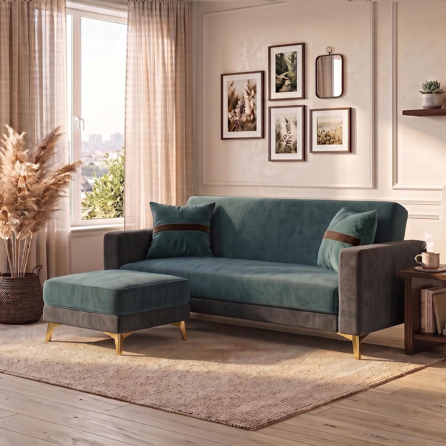 Patro 4 Seater L Shape Fabric Sofa | Modern Living Room Sofa