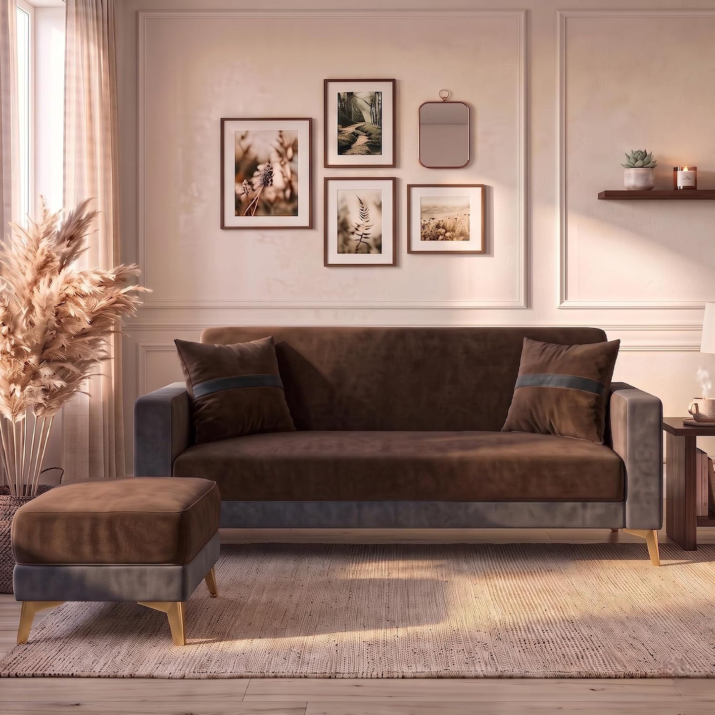 Patro 4 Seater L Shape Fabric Sofa | Modern Living Room Sofa