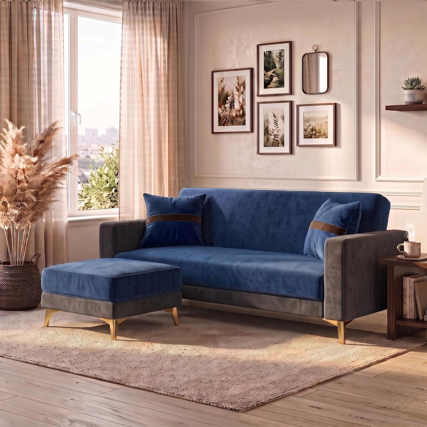 Patro 4 Seater L Shape Fabric Sofa | Modern Living Room Sofa