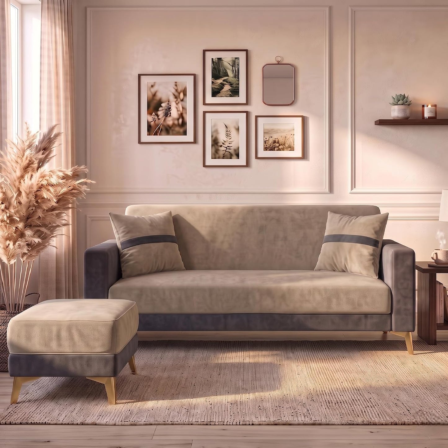 Patro 4 Seater L Shape Fabric Sofa | Modern Living Room Sofa