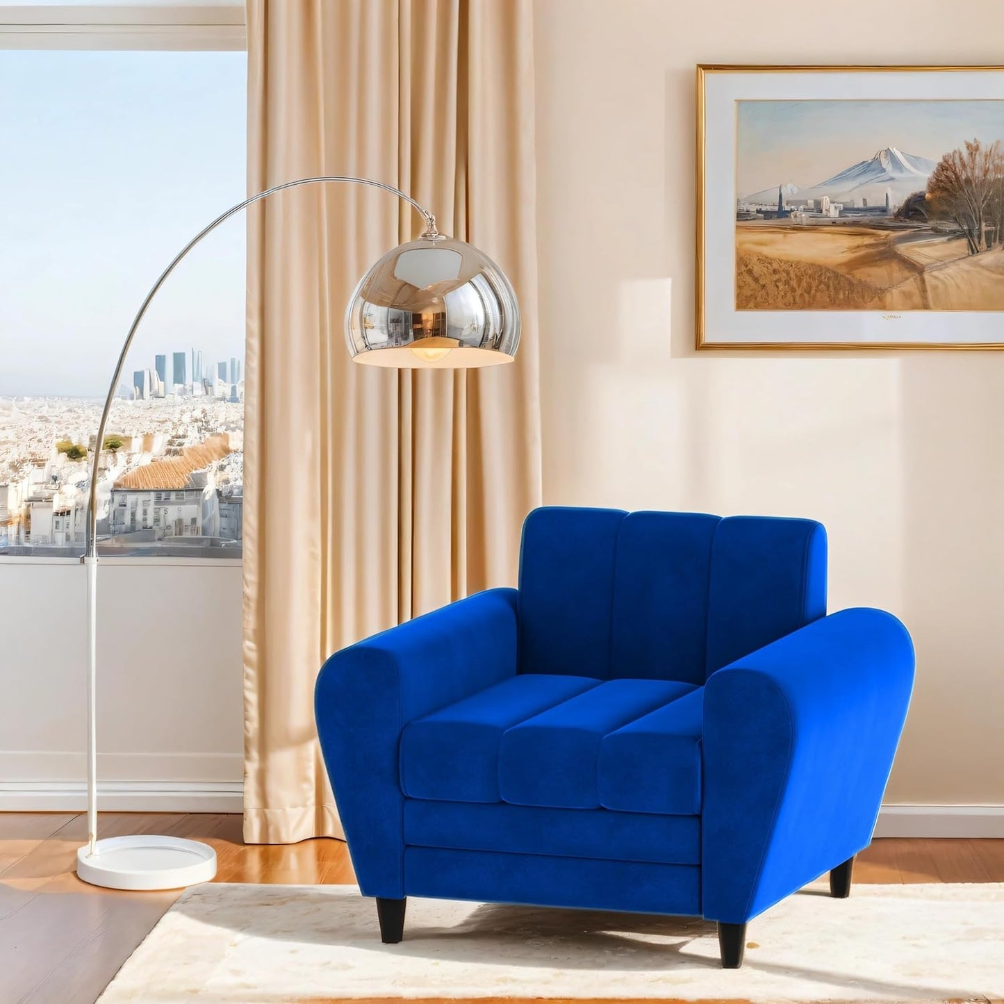 Bali 3 Seater Fabric Sofa with 2 Cushions | Wooden Fabric Sofa