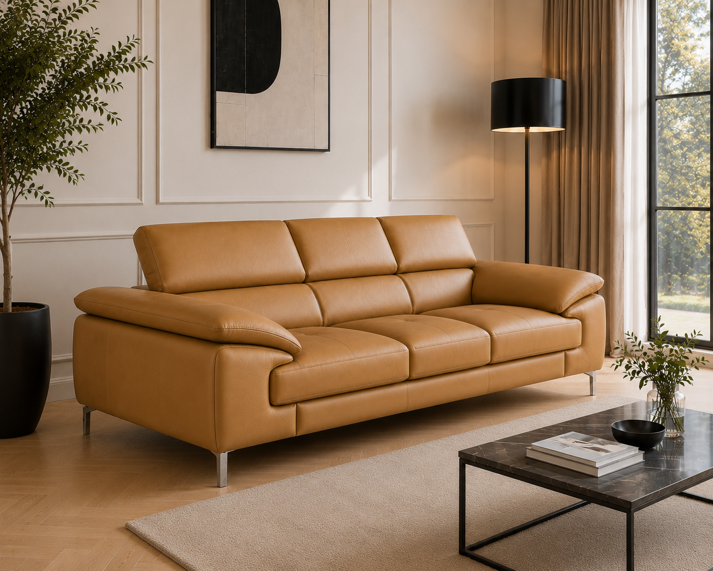 Renzo Leatherette Sofa For Living Room