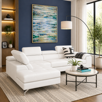 Crasio 5 Seater L Shape Leatherette Sofa for Living Room | Modern Corner Sectional Sofa with Chaise Lounge