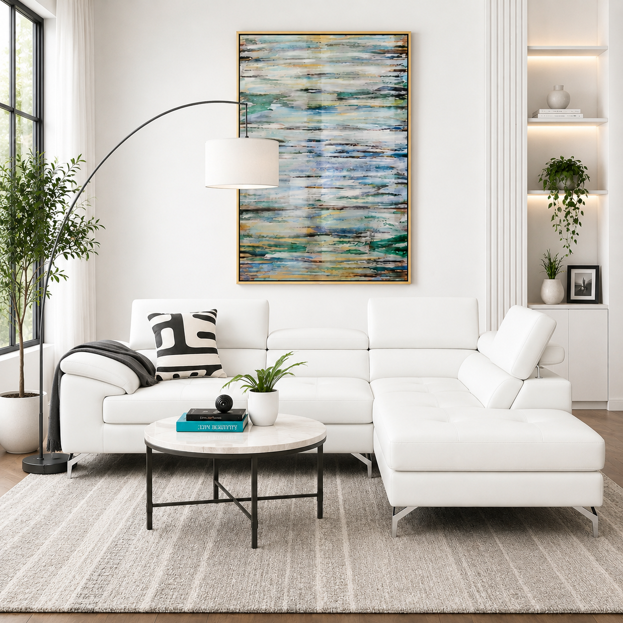 Crasio 5 Seater L Shape Leatherette Sofa for Living Room | Modern Corner Sectional Sofa with Chaise Lounge