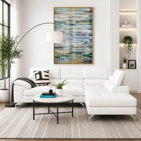 Crasio 5 Seater L Shape Leatherette Sofa for Living Room | Modern Corner Sectional Sofa with Chaise Lounge